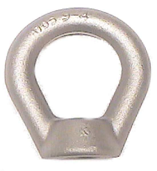 Made in USA - 35,600 Lb Capacity, 1-1/2-6 Thread, Carbon Steel Heavy Duty Lifting Eye Nut - Grade C-1030, 6.63" Long x 6-5/8" High, 3-1/2" Inside & 5-1/4" Outside Eye Diam, 3-1/8" Bell/Base Width - Exact Tool & Supply