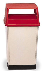 Rubbermaid - Rectangle Lid for Use with 56 Gal Rectangular Trash Cans - Red, Polyethylene, For Glutton Trash Cans - Exact Tool & Supply