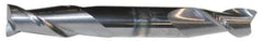 Accupro - 9/32", 11/16" LOC, 3/8" Shank Diam, 3-1/2" OAL, 2 Flute, Solid Carbide Square End Mill - Double End, AlTiN Finish, Spiral Flute, 40° Helix, Centercutting, Right Hand Cut, Right Hand Flute - Exact Tool & Supply