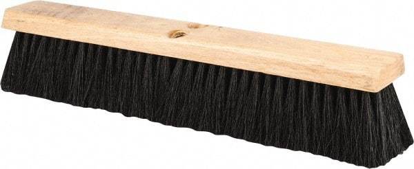 PRO-SOURCE - 18" General Purpose Polypropylene Push Broom - 3" Bristle Length, Wood Block, Threaded Handle Connection, Handle Sold Separately - Exact Tool & Supply