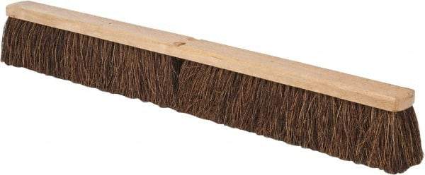 PRO-SOURCE - 36" Heavy Duty Palmyra Push Broom - 4" Bristle Length, Wood Block, Threaded Handle Connection, Handle Sold Separately - Exact Tool & Supply
