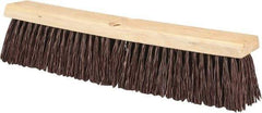 PRO-SOURCE - 18" Heavy Duty Polypropylene Push Broom - 3-1/4" Bristle Length, Wood Block, Threaded Handle Connection, Handle Sold Separately - Exact Tool & Supply