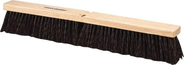 PRO-SOURCE - 24" Heavy Duty Polypropylene Push Broom - 3-1/4" Bristle Length, Wood Block, Threaded Handle Connection, Handle Sold Separately - Exact Tool & Supply