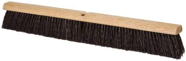 PRO-SOURCE - 30" Heavy Duty Polypropylene Push Broom - 3-1/4" Bristle Length, Wood Block, Threaded Handle Connection, Handle Sold Separately - Exact Tool & Supply