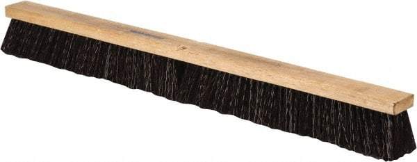 PRO-SOURCE - 36" Heavy Duty Polypropylene Push Broom - 3-1/4" Bristle Length, Wood Block, Threaded Handle Connection, Handle Sold Separately - Exact Tool & Supply