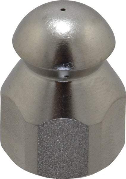 PRO-SOURCE - 4,200 psi Fixed, Stainless Steel, Sewer Pressure Washer Nozzle - 4.5mm Orifice Diam, 1/4" Thread, FPT, Polished - Exact Tool & Supply