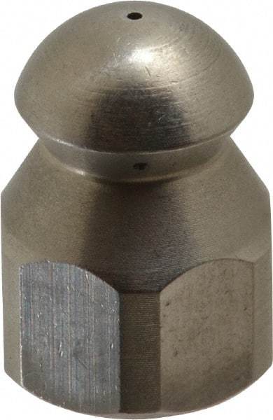PRO-SOURCE - 4,200 psi Fixed, Stainless Steel, Sewer Pressure Washer Nozzle - 8mm Orifice Diam, 1/4" Thread, FPT, Polished - Exact Tool & Supply