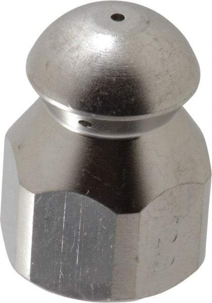 PRO-SOURCE - 4,200 psi Fixed, Stainless Steel, Sewer Pressure Washer Nozzle - 12mm Orifice Diam, 1/4" Thread, FPT, Polished - Exact Tool & Supply