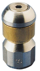 PRO-SOURCE - 3,000 psi Rotating, Stainless Steel, Sewer Pressure Washer Nozzle - 5.5mm Orifice Diam, 1/8" Thread, FPT, Polished - Exact Tool & Supply