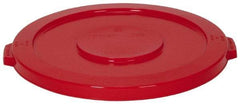 Continental - Round Lid for Use with 32 Gal Round Trash Cans - Red, Polyethylene, For Huskee Trash Cans - Exact Tool & Supply