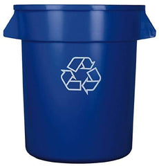Continental - 20 Gal Blue Round Recycling Container - Polyethylene - Exact Tool & Supply