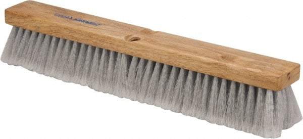 PRO-SOURCE - 18" General Purpose Polypropylene Push Broom - 3" Bristle Length, Wood Block, Threaded Handle Connection, Handle Sold Separately - Exact Tool & Supply
