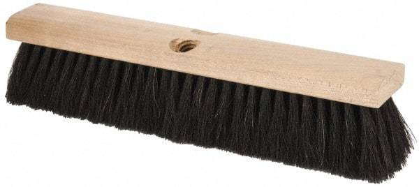 PRO-SOURCE - 14" General Purpose Horsehair Push Broom - 3" Bristle Length, Wood Block, Threaded Handle Connection, Handle Sold Separately - Exact Tool & Supply