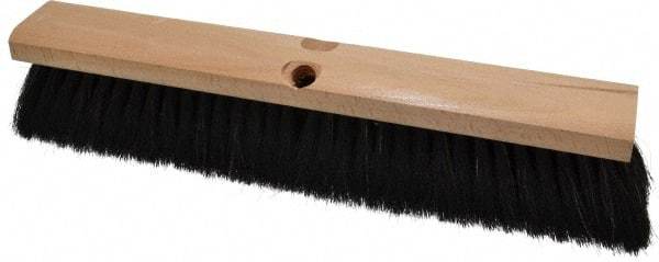 PRO-SOURCE - 16" General Purpose Horsehair Push Broom - 3" Bristle Length, Wood Block, Threaded Handle Connection, Handle Sold Separately - Exact Tool & Supply