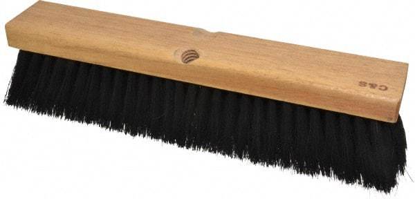 PRO-SOURCE - 14" General Purpose Horsehair Blend Push Broom - 3" Bristle Length, Wood Block, Threaded Handle Connection, Handle Sold Separately - Exact Tool & Supply