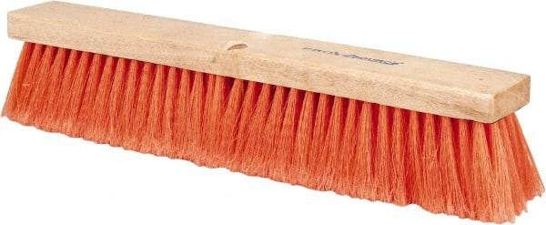 PRO-SOURCE - 18" General Purpose Polypropylene Push Broom - 3" Bristle Length, Wood Block, Threaded Handle Connection, Handle Sold Separately - Exact Tool & Supply