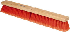 PRO-SOURCE - 24" General Purpose Polypropylene Push Broom - 3" Bristle Length, Wood Block, Threaded Handle Connection, Handle Sold Separately - Exact Tool & Supply