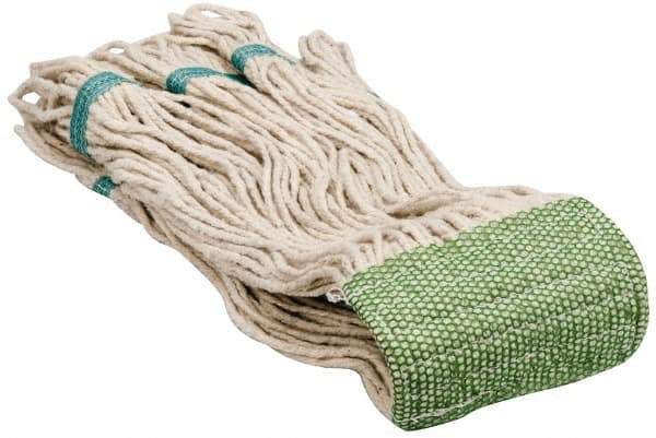 PRO-SOURCE - 5" Green Head Band, Large Cotton Loop End Mop Head - 4 Ply, Clamp Jaw Connection, Use for Finishing - Exact Tool & Supply