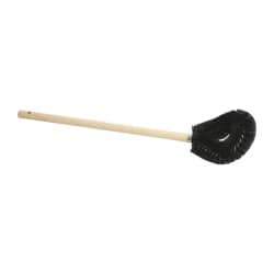 Made in USA - 15" OAL Toilet Bowl Brush - Nylon Bristles, 15" Wood Handle, Black - Exact Tool & Supply