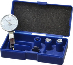 Fowler - 0.03 Inch Range, 0.001 Inch Dial Graduation, Horizontal Dial Test Indicator - 1 Inch White Dial, 0-15-0 Dial Reading - Exact Tool & Supply