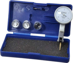 Fowler - 0.03 Inch Range, 0.0005 Inch Dial Graduation, Horizontal Dial Test Indicator - 1 Inch White Dial, 0-15-0 Dial Reading - Exact Tool & Supply