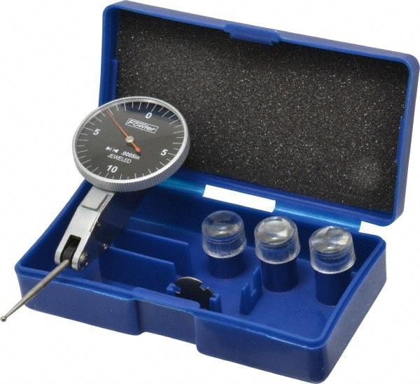 Fowler - 0.0005 Inch Dial Graduation, Dial Test Indicator - 1-1/2 Inch Black Dial, 0-10-0 Dial Reading - Exact Tool & Supply