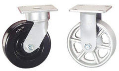 Albion - 5" Diam x 2" Wide x 6-1/2" OAH Top Plate Mount Rigid Caster - Phenolic, 1,000 Lb Capacity, Roller Bearing, 4 x 4-1/2" Plate - Exact Tool & Supply