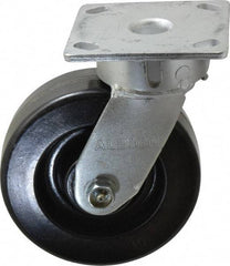 Albion - 6" Diam x 2" Wide x 7-1/2" OAH Top Plate Mount Swivel Caster - Phenolic, 1,200 Lb Capacity, Roller Bearing, 4 x 4-1/2" Plate - Exact Tool & Supply