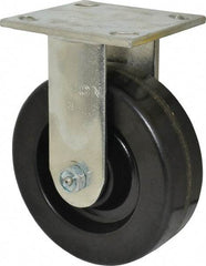 Albion - 6" Diam x 2" Wide x 7-1/2" OAH Top Plate Mount Rigid Caster - Phenolic, 1,200 Lb Capacity, Roller Bearing, 4 x 4-1/2" Plate - Exact Tool & Supply