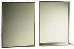 Made in USA - 18 Inch Wide x 24 Inch High, Theft Resistant Rectangular Glass Washroom Mirror - Stainless Steel Frame - Exact Tool & Supply