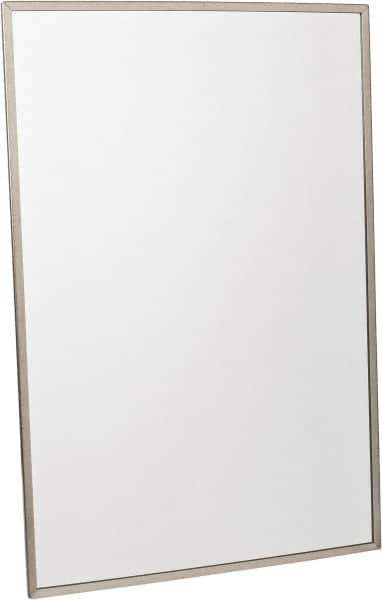 Made in USA - 24 Inch Wide x 36 Inch High, Theft Resistant Rectangular Glass Washroom Mirror - Stainless Steel Frame - Exact Tool & Supply