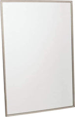 Made in USA - 24 Inch Wide x 36 Inch High, Theft Resistant Rectangular Glass Washroom Mirror - Stainless Steel Frame - Exact Tool & Supply