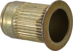 Made in USA - 3/8-16, 0.53 Insert Diam, 0.805" OAL, Sealed Head Open End Threaded Insert - 0.5312" Hole Diam, 0.685" Head Diam, 1008/1010 Steel, Clear Protective Coating & Zinc Yellow Dichromate Finish - Exact Tool & Supply