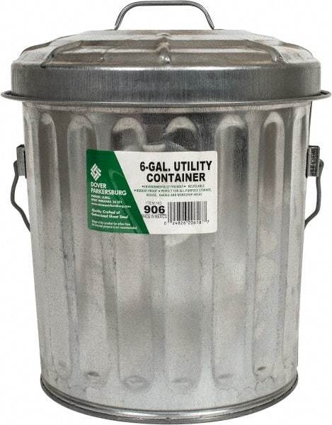 PRO-SOURCE - Galvanized Metal Pail with Lid - Galvanized Metal, 12-1/8" High - Exact Tool & Supply