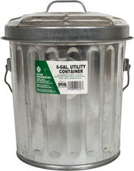 PRO-SOURCE - Galvanized Metal Pail with Lid - Galvanized Metal, 12-1/8" High - Exact Tool & Supply