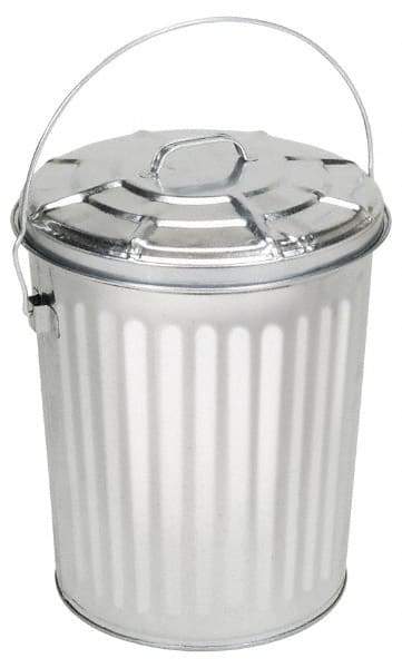 PRO-SOURCE - Galvanized Metal Pail with Lid - Galvanized Metal, 15-5/16" High - Exact Tool & Supply