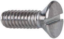 Value Collection - #8-32 UNC, 1/2" OAL Slotted Drive Machine Screw - Flat Head, Grade 316 Stainless Steel, Uncoated, Without Washer - Exact Tool & Supply