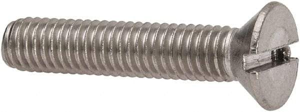 Value Collection - #10-32 UNF, 1" OAL Slotted Drive Machine Screw - Flat Head, Grade 316 Stainless Steel, Uncoated, Without Washer - Exact Tool & Supply