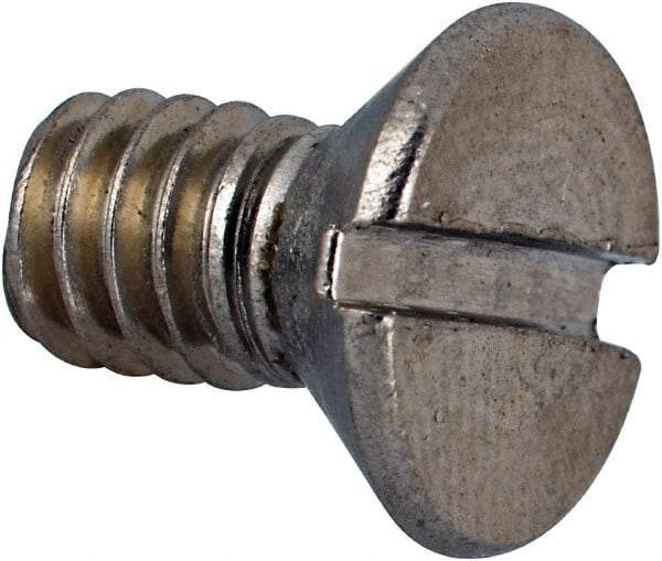 Value Collection - 1/4-20 UNC, 1/2" OAL Slotted Drive Machine Screw - Flat Head, Grade 316 Stainless Steel, Uncoated, Without Washer - Exact Tool & Supply