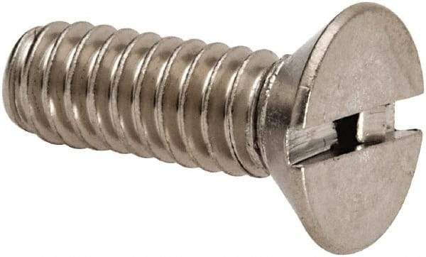Value Collection - 1/4-20 UNC, 3/4" OAL Slotted Drive Machine Screw - Flat Head, Grade 316 Stainless Steel, Uncoated, Without Washer - Exact Tool & Supply