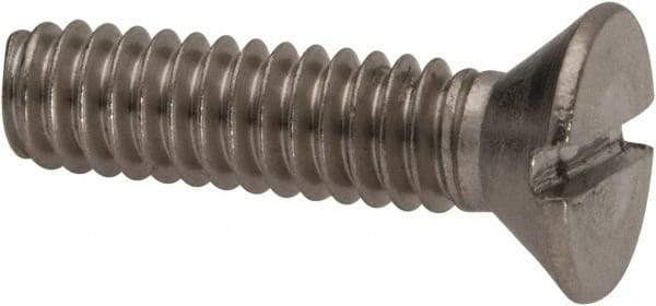 Value Collection - 1/4-20 UNC, 1" OAL Slotted Drive Machine Screw - Flat Head, Grade 316 Stainless Steel, Uncoated, Without Washer - Exact Tool & Supply