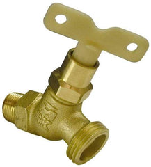B&K Mueller - 1/2" Pipe, 125 psi WOG Rating, Brass Hose Bibb, Stop Valve - Loose Key Handle, MNPT x GHT End Connections - Exact Tool & Supply