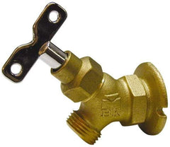 B&K Mueller - 3/4" Pipe, Brass Coated Brass Sillcock with Lockshield - Loosekey Handle, FNPT x GHT End Connections, 150 psi WOG Rating - Exact Tool & Supply