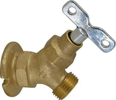 B&K Mueller - 1/2" Pipe, Brass Coated Brass Sillcock with Lockshield - Loosekey Handle, FNPT x GHT End Connections, 150 psi WOG Rating - Exact Tool & Supply