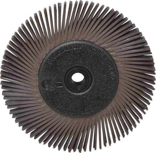 3M - 6" Diam, 1/2" Max Face Width, Plain Hole Radial Bristle Brush - 36 Grit, Very Coarse Grade, 6,000 Max RPM, Dark Brown - Exact Tool & Supply