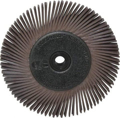 3M - 6" Diam, 1/2" Max Face Width, Plain Hole Radial Bristle Brush - 36 Grit, Very Coarse Grade, 6,000 Max RPM, Dark Brown - Exact Tool & Supply