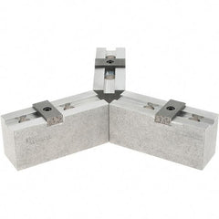 Abbott Workholding Products - 10" & Up Chuck Capacity, Tongue & Groove Attachment, Square Soft Lathe Chuck Jaw - 3 Jaws, Aluminum, 2-1/8" Btw Mount Hole Ctrs, 4-1/2" Long x 1-1/2" Wide x 2" High, 1/2" Groove, 1/2" Fastener - Exact Tool & Supply