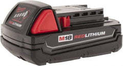 Milwaukee Tool - 18 Volt Lithium-Ion Power Tool Battery - 1.5 Ahr Capacity, 3/4 hr Charge Time, Series M18 RED - Exact Tool & Supply