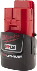 Milwaukee Tool - 12 Volt Lithium-Ion Power Tool Battery - 1.5 Ahr Capacity, 1 hr Charge Time, Series M12 RED - Exact Tool & Supply