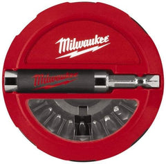 Milwaukee Tool - 20 Piece, 1/4" Drive Screwdriver Insert Bit Set - #1, 2 & 3 Phillips, T15 to T25 Torx, #1, #2 & #3 Square Recess, SL6-8 to SL8-10 Slotted - Exact Tool & Supply
